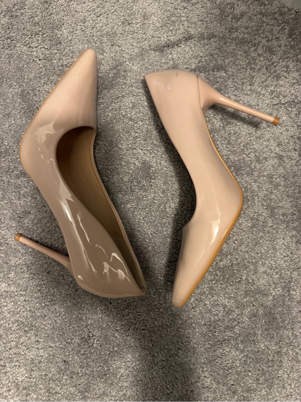 Classic Patent Pointed-Toe Stiletto Pump in Nude